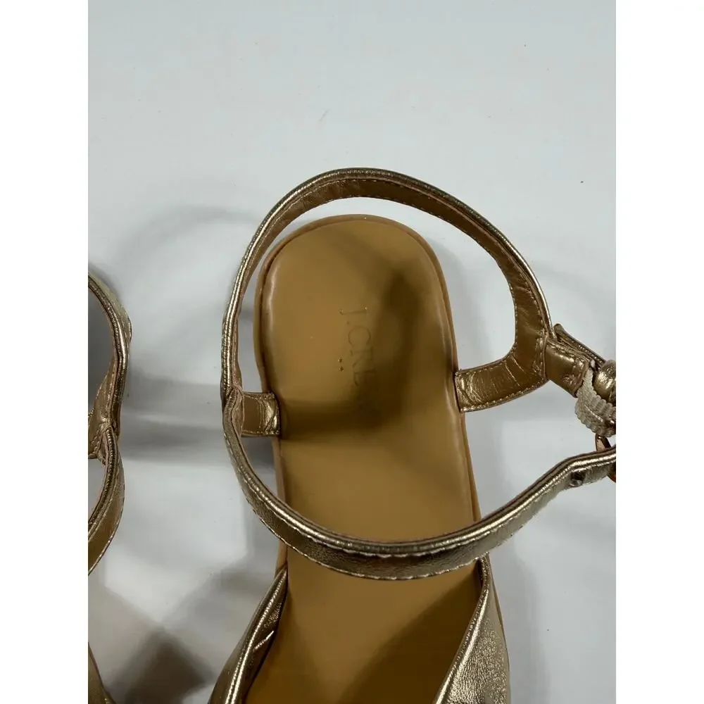 J.Crew Crewcuts Metallic Gold Bow Ankle Strap Sandals Girls Size 1